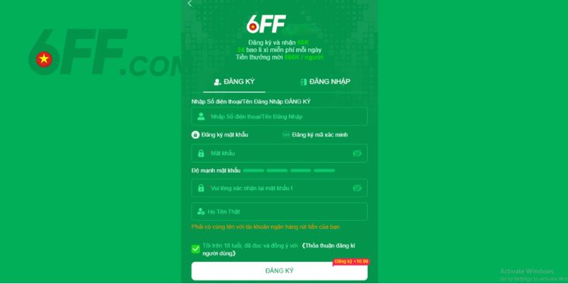 Đăng Ký 6FF – Hướng Dẫn Chi Tiết Thao Tác Cho Hội Viên Mới 2 Hướng dẫn chi tiết 3 bước đăng ký 6FF dễ dàng, nhanh chóng