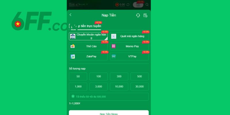 Nạp Tiền 6FF – Hướng Dẫn Bạn Các Bước Chi Tiết Chuẩn Xác 2 Nạp tiền 6FF qua thẻ cào điện thoại